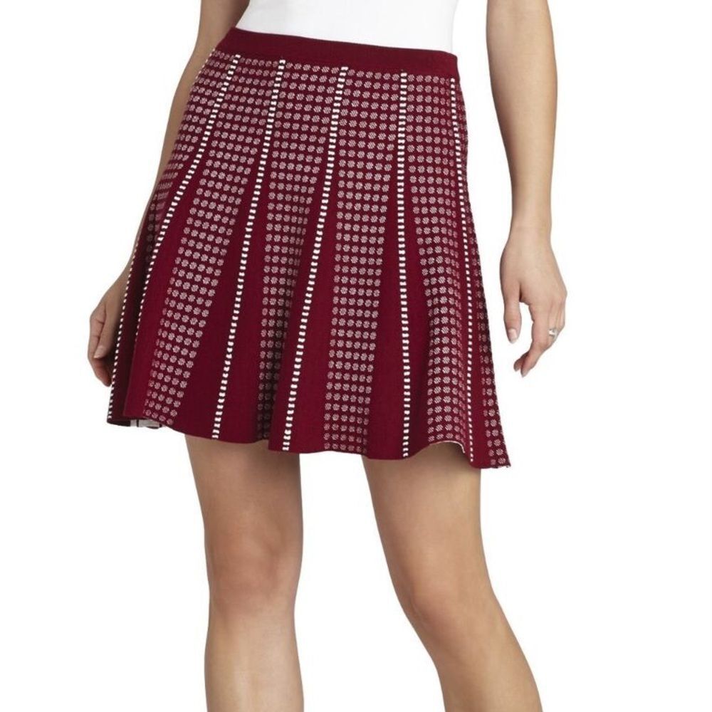 BCBGMAXAZRIA YAZ PIPING-TRIM A-LINE SKIRT stretchy as seen on TV women’s size XS